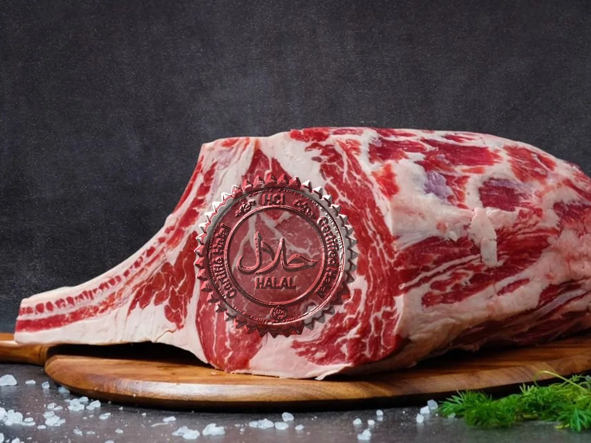 Halal Côte d’Ivoire seal embossed into the flesh of a piece of certified beef